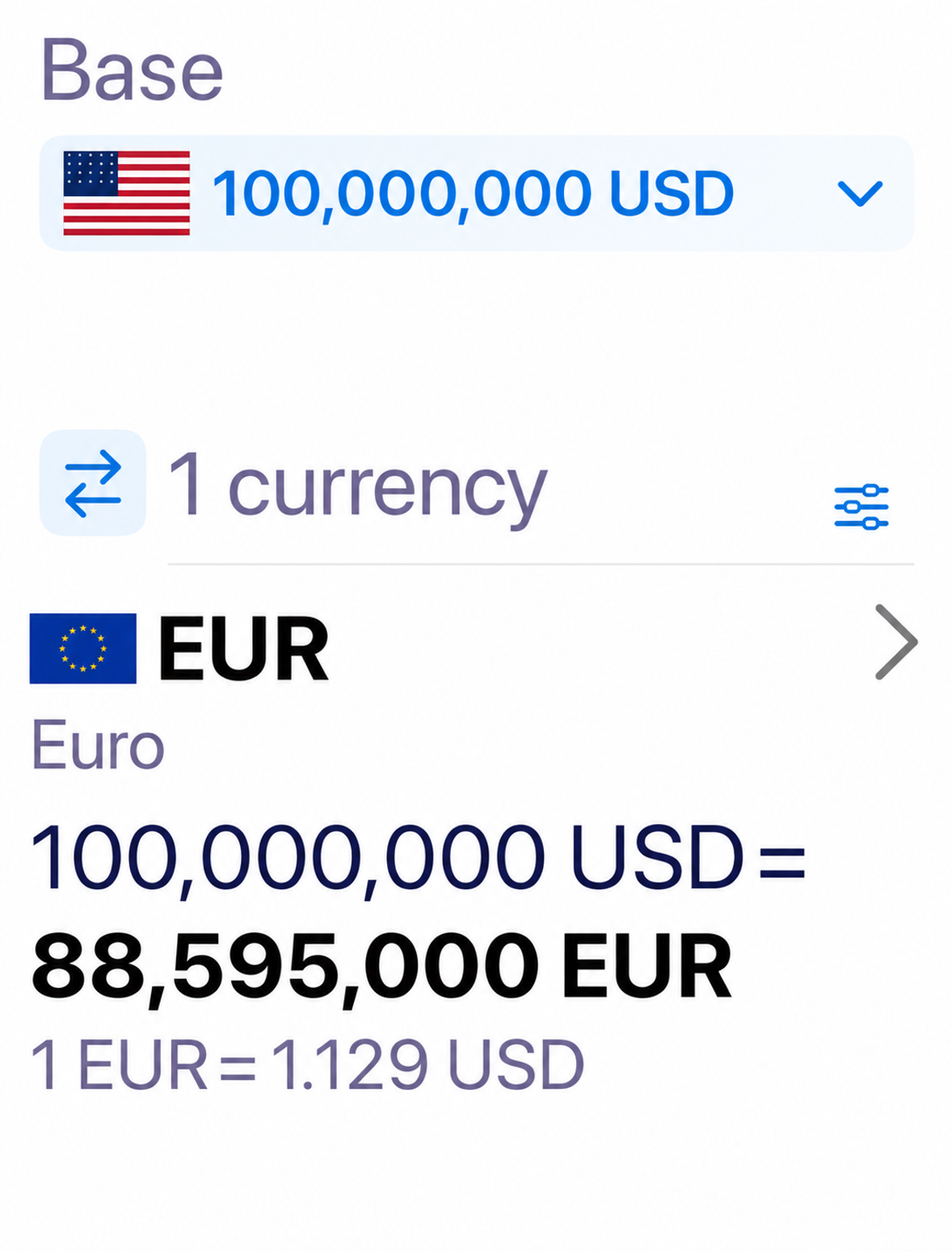 ExNook · iPhone · 100,000,000 USD = 88,595,000 EUR